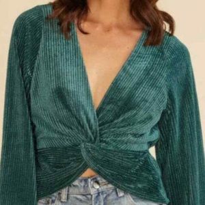 NWT MINKPINK Kendra Knot Top in Teal Color - Size XXL